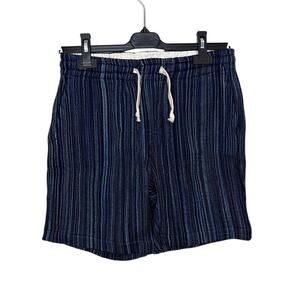 Gustin 77 Kasuri Sashiko Indigo Striped Denim Chino Shorts Men Size Medium